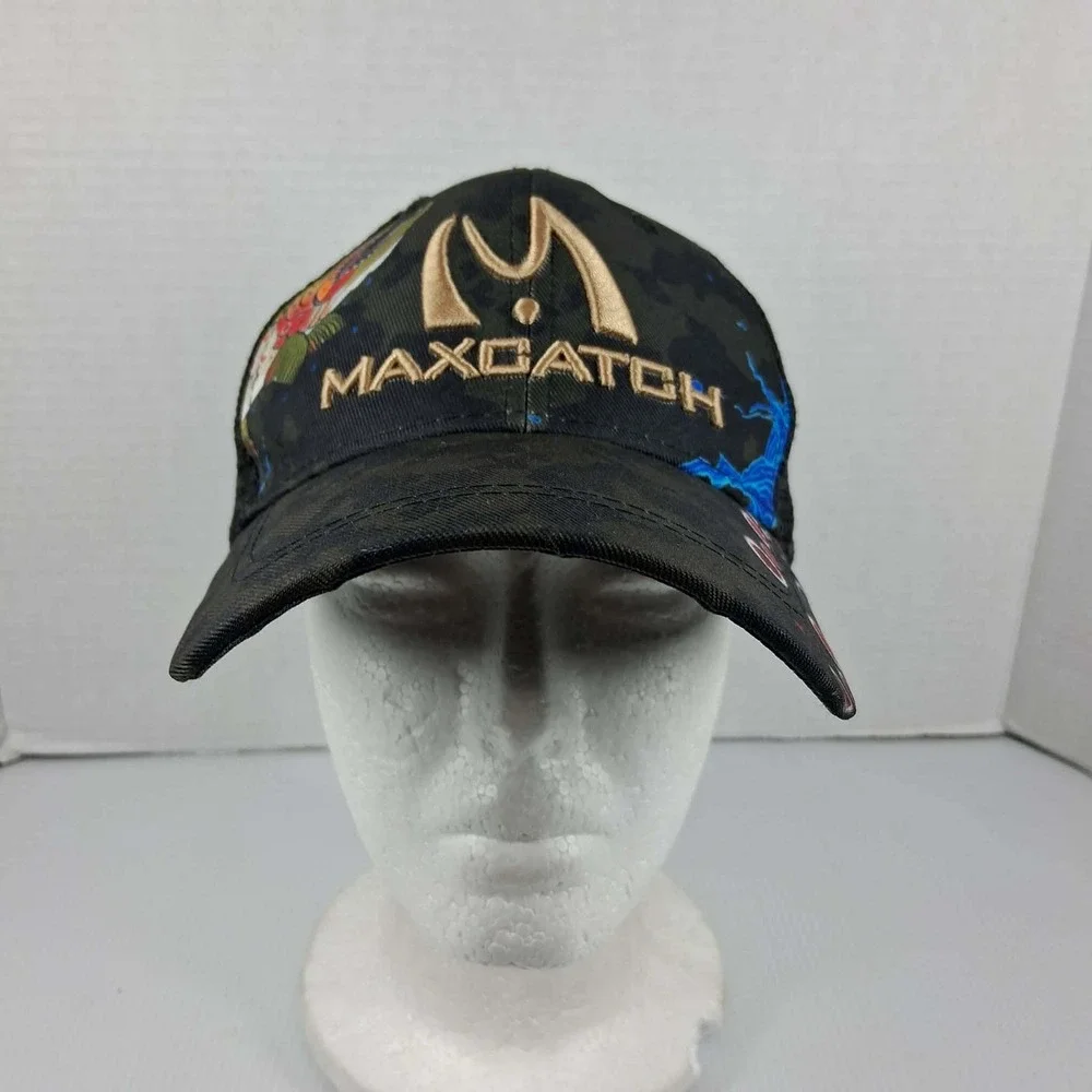 Maxcatch Fly Fishing Trucker Hat Black Camo Trout Graphic Mesh Snapback Cap